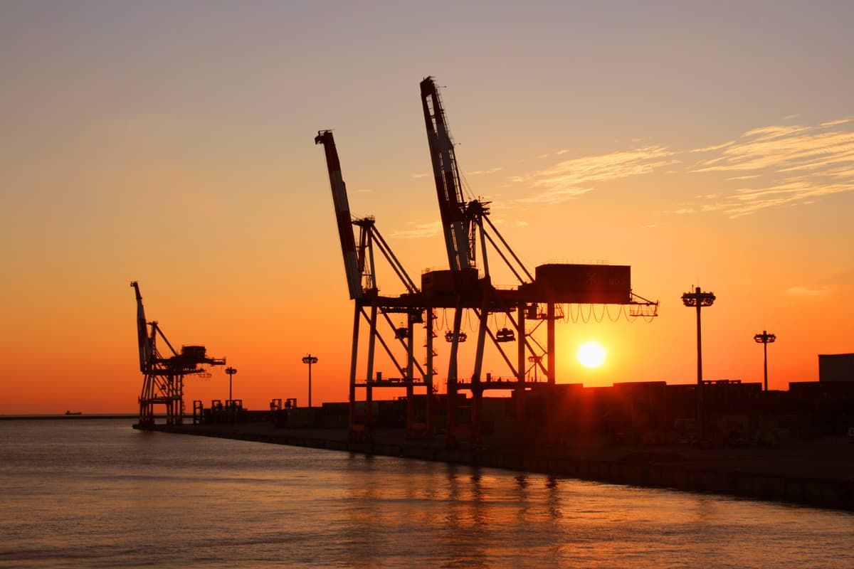 Port of Osaka at sunset